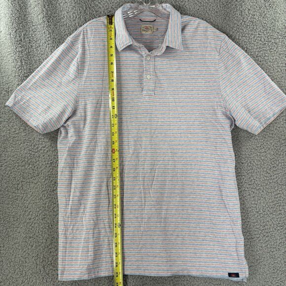 Faherty Movement Polo Shirt Mens Large L Short Sleeve Blue Red Striped Stretch - Picture 4 of 8